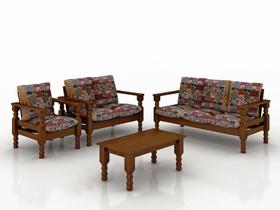 Conjunto De Sofá de madeira maciça 3 , 2 e 1 lugar com mesa de centro e canto Conjunto De Sofá de madeira maciça 3 , 2 e 1 lugar com mesa de centro e canto