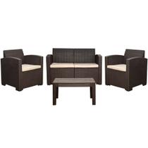 Conjunto de Sofá Estilo Rattan Confort 4 Lugares para Jardim Área Externa D7home Conjunto de Sofá Estilo Rattan Confort 4 Lugares para Jardim Área Externa D7home