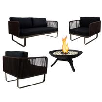 Conjunto de Sofá Fênix Corda Náutica com Lareira Área Externa Interna Conjunto de Sofá Fênix Corda Náutica com Lareira Área Externa Interna
