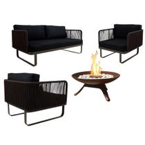 Conjunto de Sofá Fênix Corda Náutica com Lareira Área Externa Interna Conjunto de Sofá Fênix Corda Náutica com Lareira Área Externa Interna
