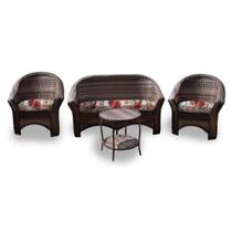 Conjunto de Sofá Fibra Sintética Bali - 1 Sofá 2L + 2 Poltronas + 1 Mesa Centro - Gamboa Bege Conjunto de Sofá Fibra Sintética Bali - 1 Sofá 2L + 2 Poltronas + 1 Mesa Centro - Gamboa Bege