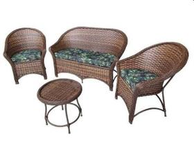 Conjunto de Sofá Fibra Sintética Bali Fino - 1 Sofá 2L + 2 Poltronas + 1 Mesa Centro - Maranta Preto Conjunto de Sofá Fibra Sintética Bali Fino - 1 Sofá 2L + 2 Poltronas + 1 Mesa Centro - Maranta Preto