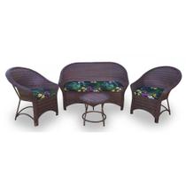 Conjunto de Sofá Fibra Sintética Bali Promo - 1 Sofá 2L + 2 Poltronas + 1 Mesa Centro - Tecido Acordes