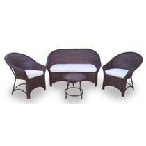 Conjunto de Sofá Fibra Sintética Bali Promo - 1 Sofá 2L + 2 Poltronas + 1 Mesa Centro - Tecido Duna Cru Conjunto de Sofá Fibra Sintética Bali Promo - 1 Sofá 2L + 2 Poltronas + 1 Mesa Centro - Tecido Duna Cru