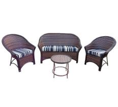 Conjunto de Sofá Fibra Sintética Bali Promo - 1 Sofá 2L + 2 Poltronas + 1 Mesa Centro - Tecido Illimani Preto
