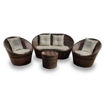Conjunto de Sofá Fibra Sintética Bola - 1 Sofá 2 L + 2 Poltronas + 1 Mesa Centro - Tecido Cabanas