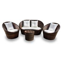 Conjunto de Sofá Fibra Sintética Bola - 1 Sofá 2 L + 2 Poltronas + 1 Mesa Centro - Tecido Duna Cru