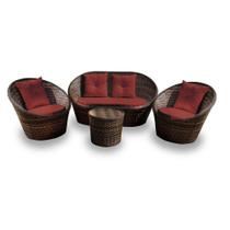 Conjunto de Sofá Fibra Sintética Bola - 1 Sofá 2 L + 2 Poltronas + 1 Mesa Centro - Tecido Duna Vermelho Conjunto de Sofá Fibra Sintética Bola - 1 Sofá 2 L + 2 Poltronas + 1 Mesa Centro - Tecido Duna Vermelho