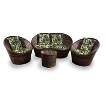 Conjunto de Sofá Fibra Sintética Bola - 1 Sofá 2 L + 2 Poltronas + 1 Mesa Centro - Zimbros Verde Conjunto de Sofá Fibra Sintética Bola - 1 Sofá 2 L + 2 Poltronas + 1 Mesa Centro - Zimbros Verde
