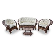 Conjunto de Sofá Fibra Sintética Cairo - 1 Sofá 2 L + 2 Poltronas + 1 Mesa Centro - Tecido Duna Cru Conjunto de Sofá Fibra Sintética Cairo - 1 Sofá 2 L + 2 Poltronas + 1 Mesa Centro - Tecido Duna Cru