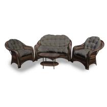 Conjunto de Sofá Fibra Sintética Janaína - 1 Sofá 2L + 2 Poltronas + 1 Mesa Centro - Tecido Duna Fendi