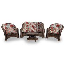 Conjunto de Sofá Fibra Sintética Marco - 1 Sofá 2 L + 2 Poltronas + 1 Mesa Centro - Gamboa Bege