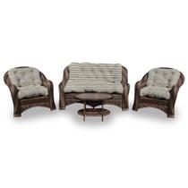 Conjunto de Sofá Fibra Sintética Melo - 1 Sofá 2 L + 2 Poltronas + 1 Mesa Centro - Tecido Cabanas Conjunto de Sofá Fibra Sintética Melo - 1 Sofá 2 L + 2 Poltronas + 1 Mesa Centro - Tecido Cabanas