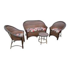 Conjunto de Sofá Fibra Sintética Munique - 1 Sofá 2L + 2 Poltronas + 1 Mesa Centro - Tecido Maui Preto