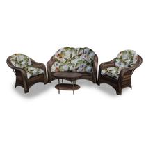 Conjunto de Sofá Fibra Sintética Naxos - 1 Sofá 2L + 2 Poltronas + 1 Mesa Centro - Búzios Verde