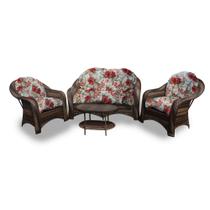 Conjunto de Sofá Fibra Sintética Naxos - 1 Sofá 2L + 2 Poltronas + 1 Mesa Centro - Gamboa Bege