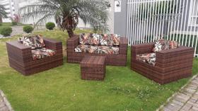 Conjunto de Sofá Fibra Sintética Quadrado Aço - 1 Sofá 2L + 2 Poltronas + 1 Mesa Centro - Tecido Revieira Marrom Conjunto de Sofá Fibra Sintética Quadrado Aço - 1 Sofá 2L + 2 Poltronas + 1 Mesa Centro - Tecido Revieira Marrom