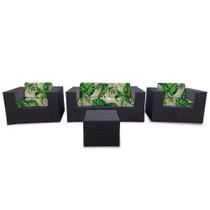 Conjunto de Sofá Fibra Sintética Tabaco Bora Bora - 1 Sofá 2L + 2 Poltronas + 1 Mesa Centro - Tecido Conjunto de Sofá Fibra Sintética Tabaco Bora Bora - 1 Sofá 2L + 2 Poltronas + 1 Mesa Centro - Tecido
