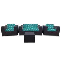 Conjunto de Sofá Fibra Sintética Tabaco Bora Bora - 1 Sofá 2L + 2 Poltronas + 1 Mesa Centro - Tecido