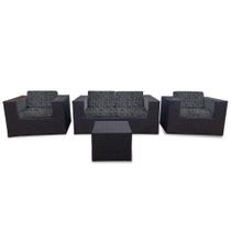 Conjunto de Sofá Fibra Sintética Tabaco Bora Bora - 1 Sofá 2L + 2 Poltronas + 1 Mesa Centro - Tecido