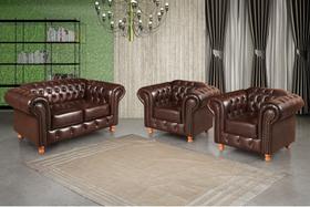 Conjunto de Sofá Luís Xv Lugares + 2 Poltronas Chesterfield Capitonê Marrom Café Conjunto de Sofá Luís Xv Lugares + 2 Poltronas Chesterfield Capitonê Marrom Café