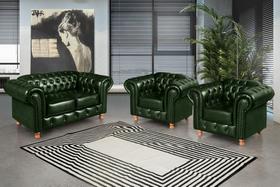 Conjunto de Sofá Luís Xv Lugares + 2 Poltronas Chesterfield Capitonê Verde Conjunto de Sofá Luís Xv Lugares + 2 Poltronas Chesterfield Capitonê Verde