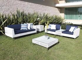 Conjunto De Sofá Luxo Alumínio Fibra Sintética Área Externa