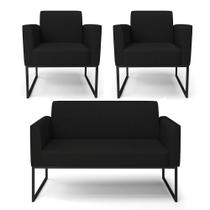 Conjunto de Sofá Marisa 4 Lugares Base Industrial Grafite Linho D'Rossi