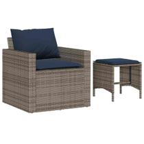 Conjunto de Sofá para Patio vidaXL de 4 Piezas con Cojines, Poliratán Gris Conjunto de Sofá para Patio vidaXL de 4 Piezas con Cojines, Poliratán Gris