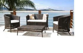 Conjunto De Sofá Para Piscina E Jardim Em Alumínio E Fibra