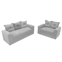 Conjunto de Sofá Porto com 2 e 3 Lugares Tecido Suede Felipe Estofados Cor Cinza Conjunto de Sofá Porto com 2 e 3 Lugares Tecido Suede Felipe Estofados Cor Cinza