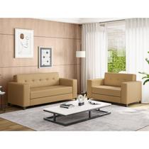 Conjunto de Sofás 3 e 2 Lugares Bronze Bege Conjunto de Sofás 3 e 2 Lugares Bronze Bege