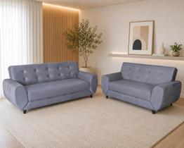 Conjunto de Sofás 3 e 2 Lugares Cristal Cinza Conjunto de Sofás 3 e 2 Lugares Cristal Cinza
