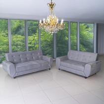 Conjunto de Sofás 3 e 2 Lugares Cristal Cinza Conjunto de Sofás 3 e 2 Lugares Cristal Cinza