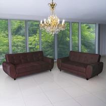 Conjunto de Sofás 3 e 2 Lugares Cristal Marrom Conjunto de Sofás 3 e 2 Lugares Cristal Marrom