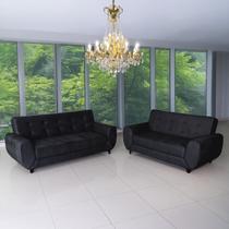 Conjunto de Sofás 3 e 2 Lugares Cristal Preto Conjunto de Sofás 3 e 2 Lugares Cristal Preto