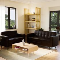 Conjunto de Sofás 3 e 2 Lugares Fixo Retrô material sintético Marrom Vitrola - Montreal Conjunto de Sofás 3 e 2 Lugares Fixo Retrô material sintético Marrom Vitrola - Montreal