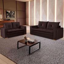Conjunto De Sofás De 02 E 03 Lugares Unique - Tudo De Móveis Marrom Conjunto De Sofás De 02 E 03 Lugares Unique - Tudo De Móveis Marrom