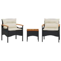 Conjunto de sofás de pátio vidaXL de 3 peças de poliéster preto/aço Conjunto de sofás de pátio vidaXL de 3 peças de poliéster preto/aço