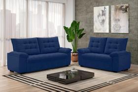Conjunto de Sofás Estofados 3 e 2 Lugares Bertioga Azul Conjunto de Sofás Estofados 3 e 2 Lugares Bertioga Azul