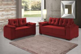 Conjunto de Sofas Venus Vinho, 3 e 2 lugares, Tecido Veludo e Espuma 8 cm embutida 1.95m e 1.42m - CONFORT