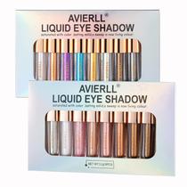 Conjunto de sombras líquidas AVIERLL 16 unidades de glitter dourado e marrom