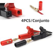 Conjunto De Sondas De Teste Com Clipe Jacaré Vermelho E Preto E Conector Banana, 4 Peças, Cabos De
