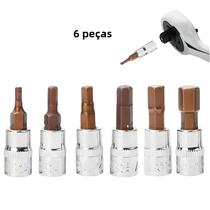 Conjunto De Soquete De Chave De Fenda Sextavada De 1/4 De Polegada 6 Unidades Para Chave De Catraca