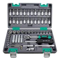 Conjunto De Soquete Sextavado Encaixe De 57 Peças Stels 1410155 Preto azulturquesa