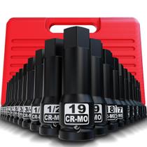 Conjunto de soquetes Aiourx 1/2 Drive Master Impact Hex Bit de 20 peças