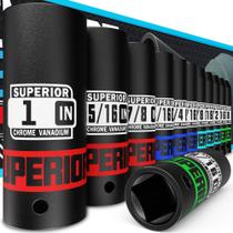 Conjunto de soquetes Aiourx 12 peças 1/2 Drive Deep Impact 3/8 a 1 Conjunto de soquetes Aiourx 12 peças 1/2 Drive Deep Impact 3/8 a 1