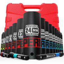 Conjunto de soquetes Aiourx 18 peças 1/2” Drive Deep Impact 10-24 mm