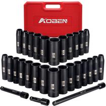 Conjunto de soquetes AOBEN com unidade de 1/2 polegada de 29 peças SAE/Metric com estojo