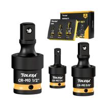 Conjunto De Soquetes Articulados Universais 3 Peças 1/2 3/8 1/4 Polegada 360 graus Adaptador Flexível Conjunto De Soquetes Articulados Universais 3 Peças 1/2 3/8 1/4 Polegada 360 graus Adaptador Flexível